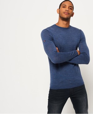 Superdry Merino Crew Neck Férfi Ugró Sötét Kék | VDMRE6235